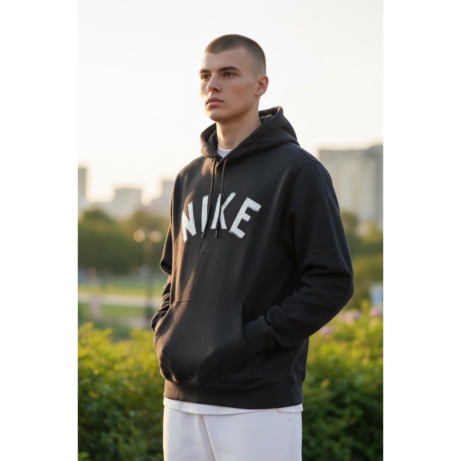 Nike Men's Black Pullover Hoodie Large NIKE Logo Kangaroo Pocket NWT