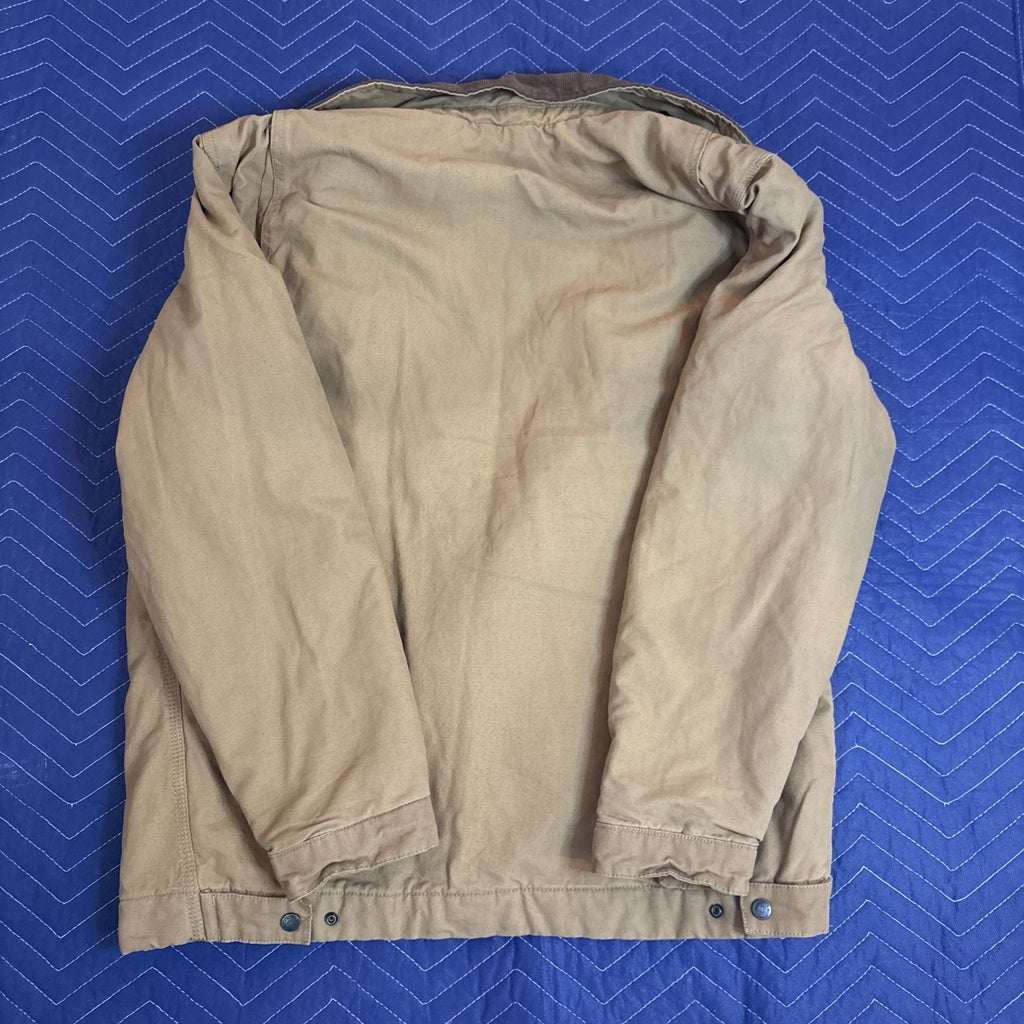 Wrangler Men’s Canvas Work Jacket Quilted Lining Corduroy Collar Brown Size XL