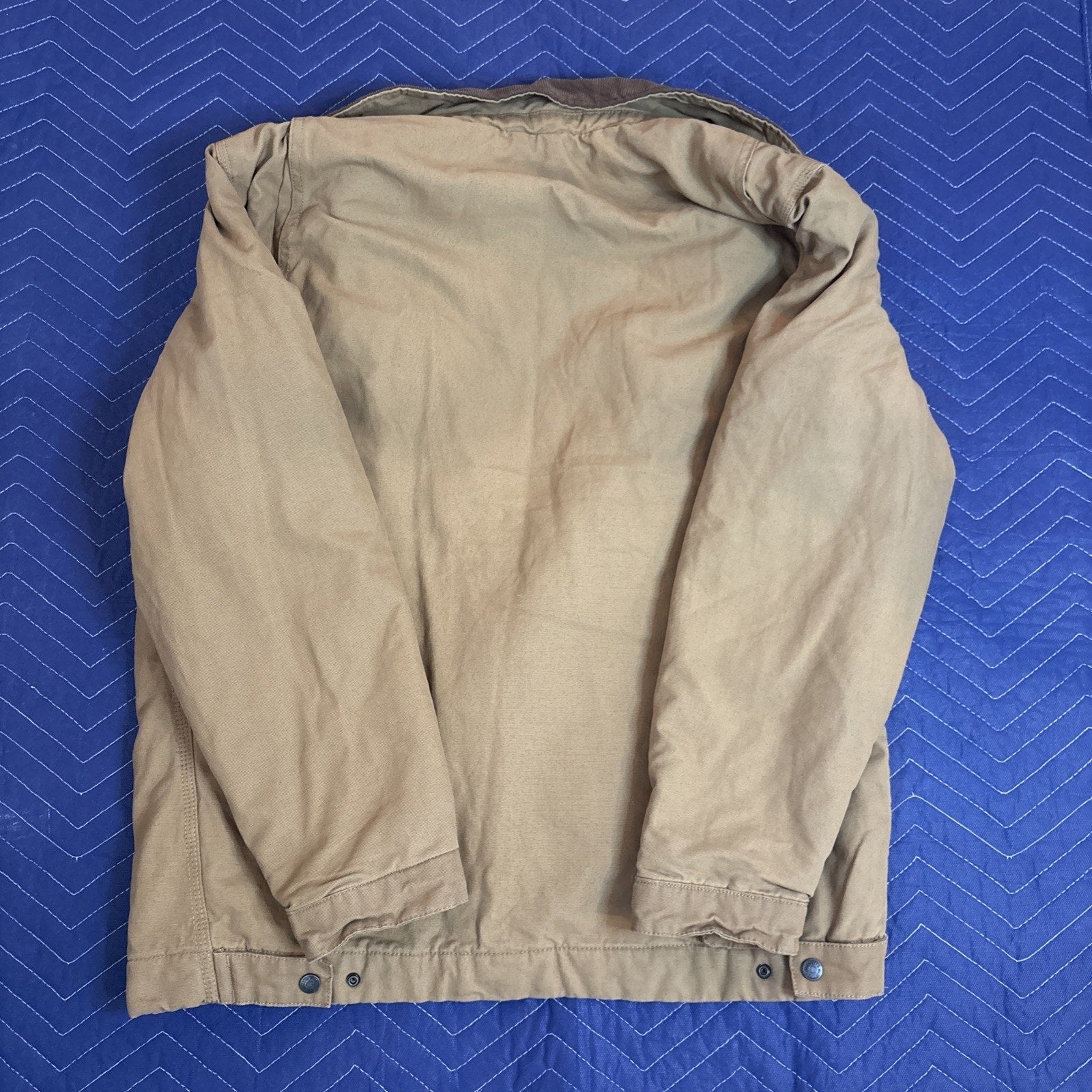 Wrangler Men’s Canvas Work Jacket Quilted Lining Corduroy Collar Brown Size XL