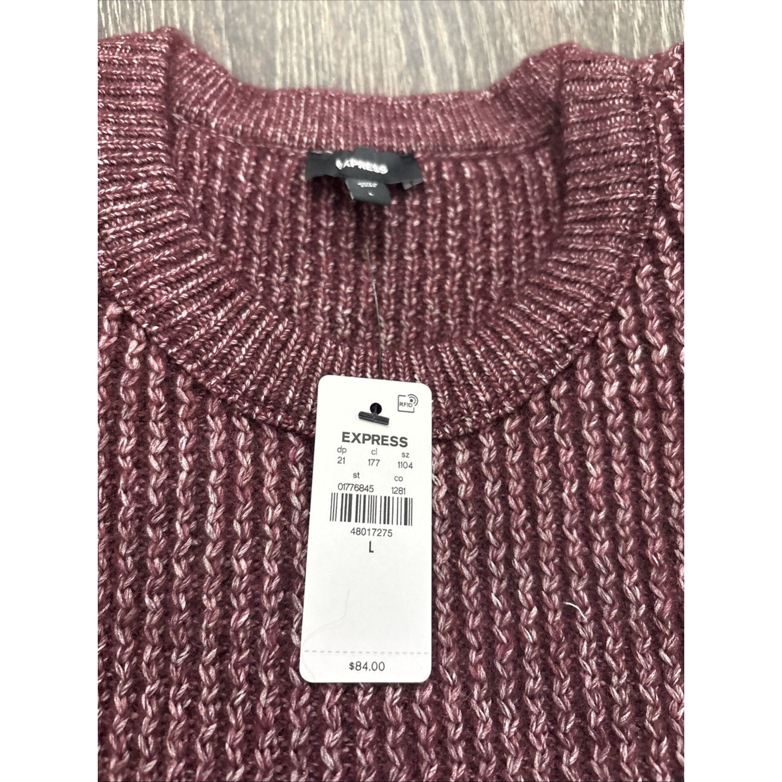 Express Men's Burgundy Crewneck Sweater Size Large