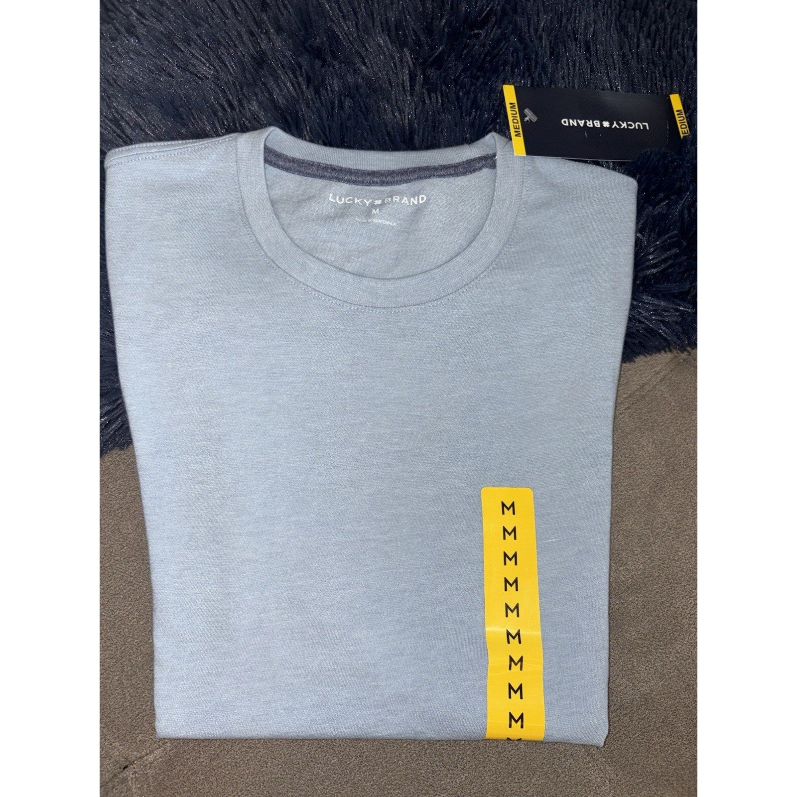 Lucky Brand Men’s T-Shirt Medium NWT Blue (or Beige) Short Sleeve Crew Neck