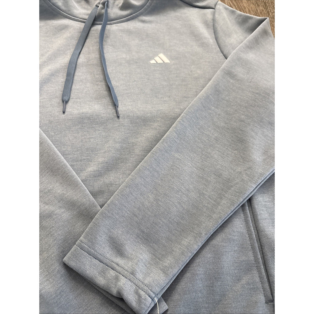 Adidas Men’s Essential Fleece Pullover Hoodie Light Blue NWT Athletic Medium