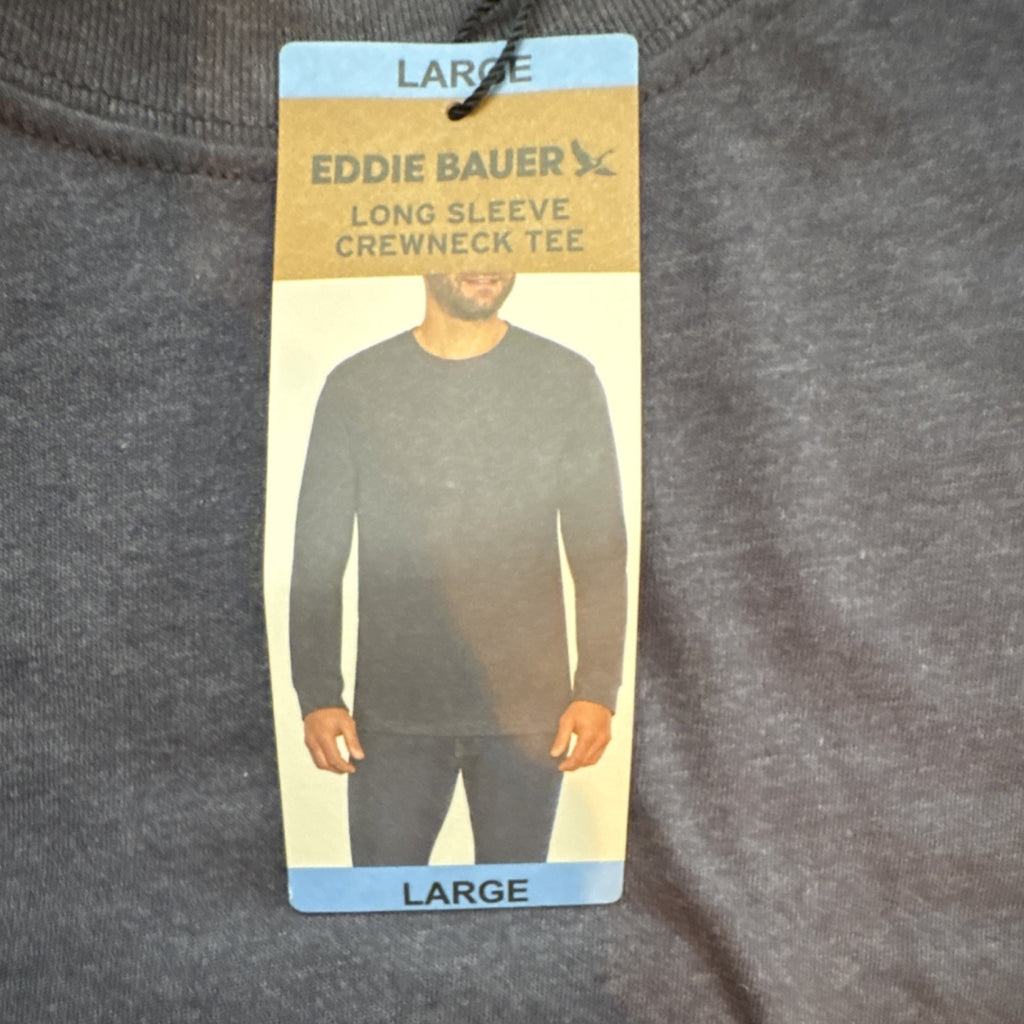 Eddie Bauer Men's Long Sleeve Crewneck Brushed Jersey Tee Mood Indigo Size L