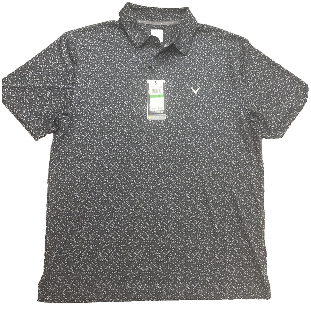 Callaway Men's Golf Polo Shirt Large Black White Geometric Pattern Opti-Dri NWT