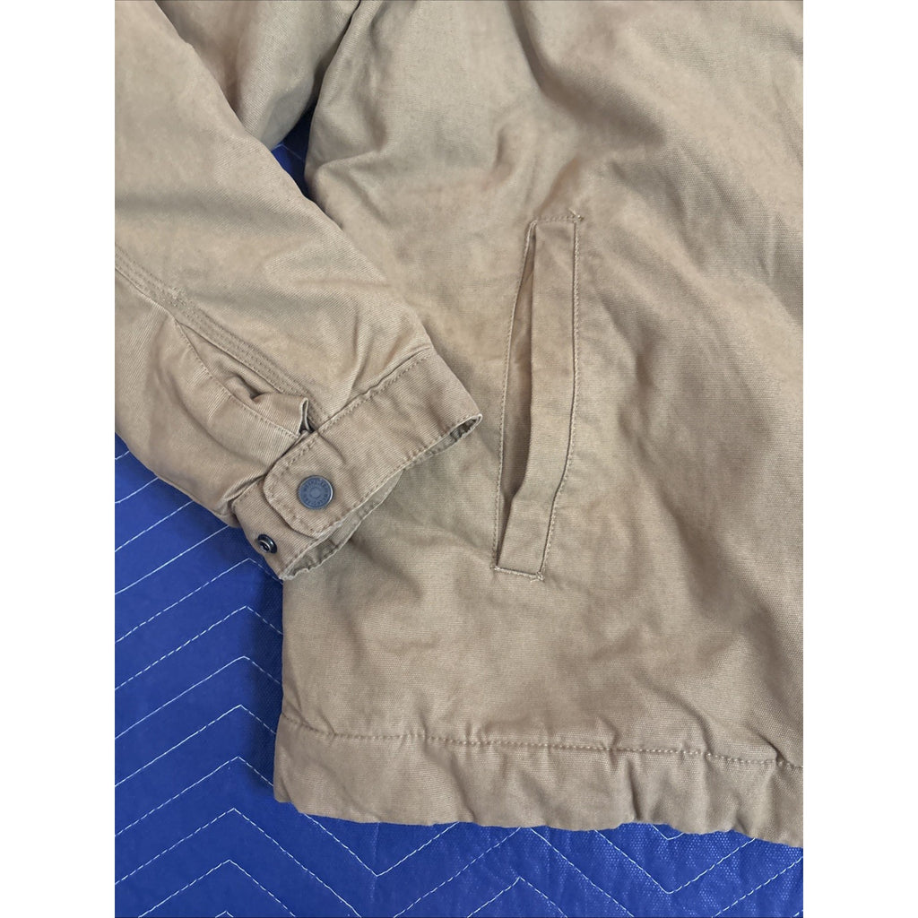 Wrangler Men’s Canvas Work Jacket Quilted Lining Corduroy Collar Brown Size XL