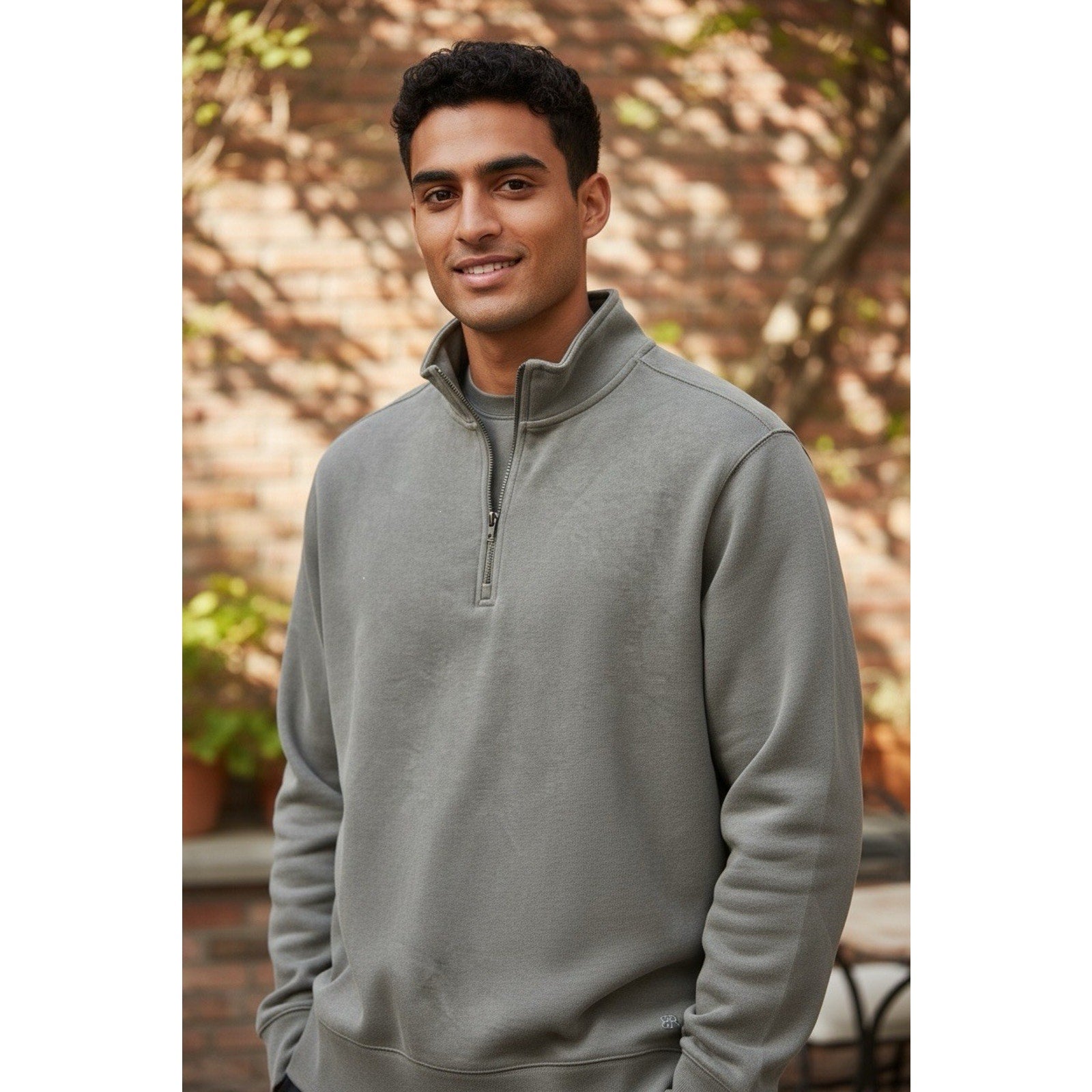 Banana Republic Men's Green Knit 1/4 Zip Mock Neck Pullover Sweater Size M