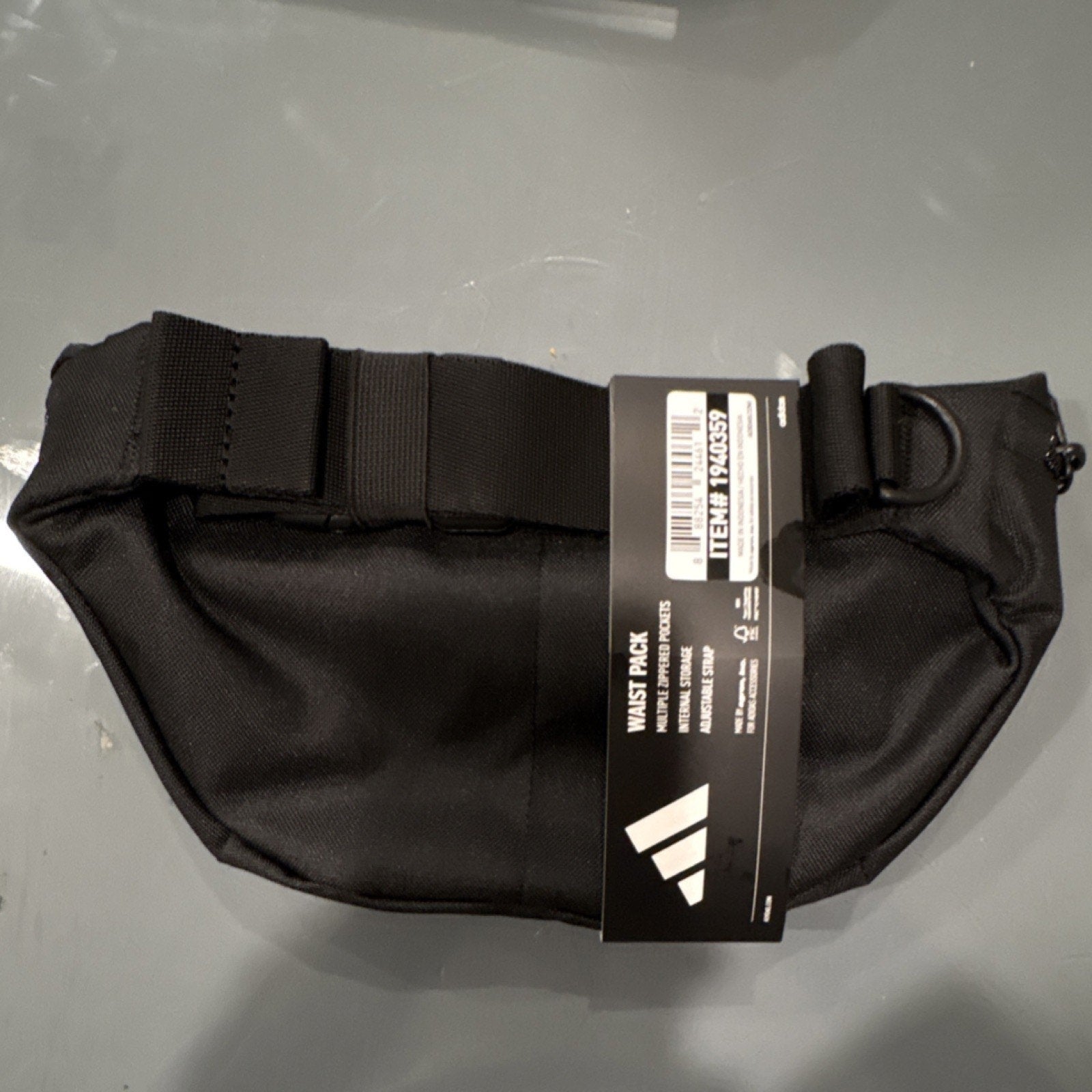 Adidas Waist Pack Black Hiking Adjustable Strap 2.5L Polyester 2 Pockets Unisex