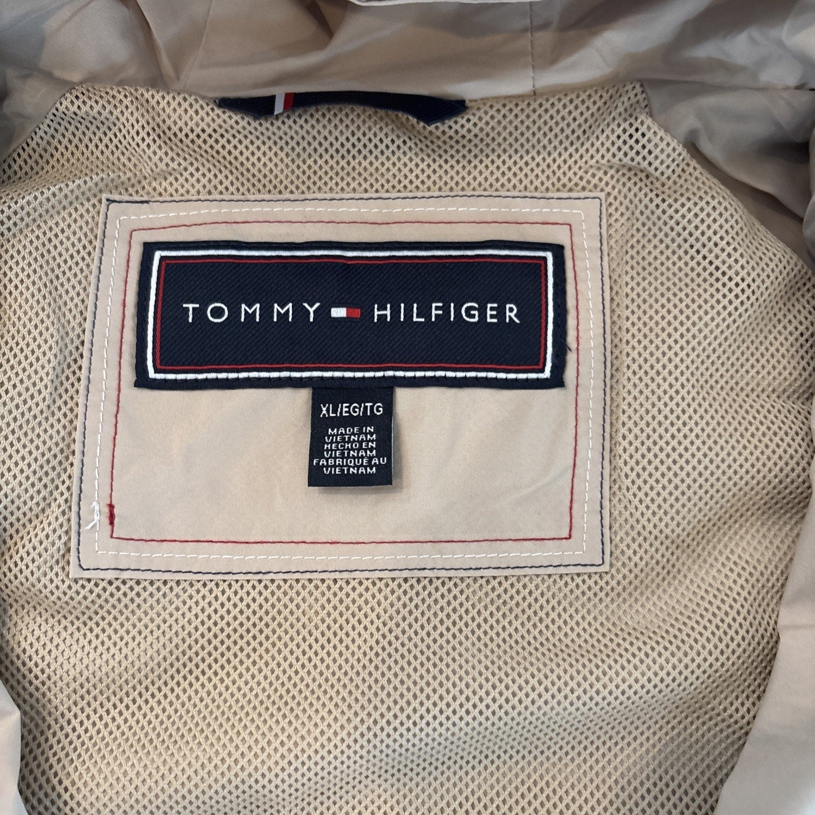 Tommy Hilfiger Jacket Women XL Beige Hooded Lightweight Windbreaker (NWT)