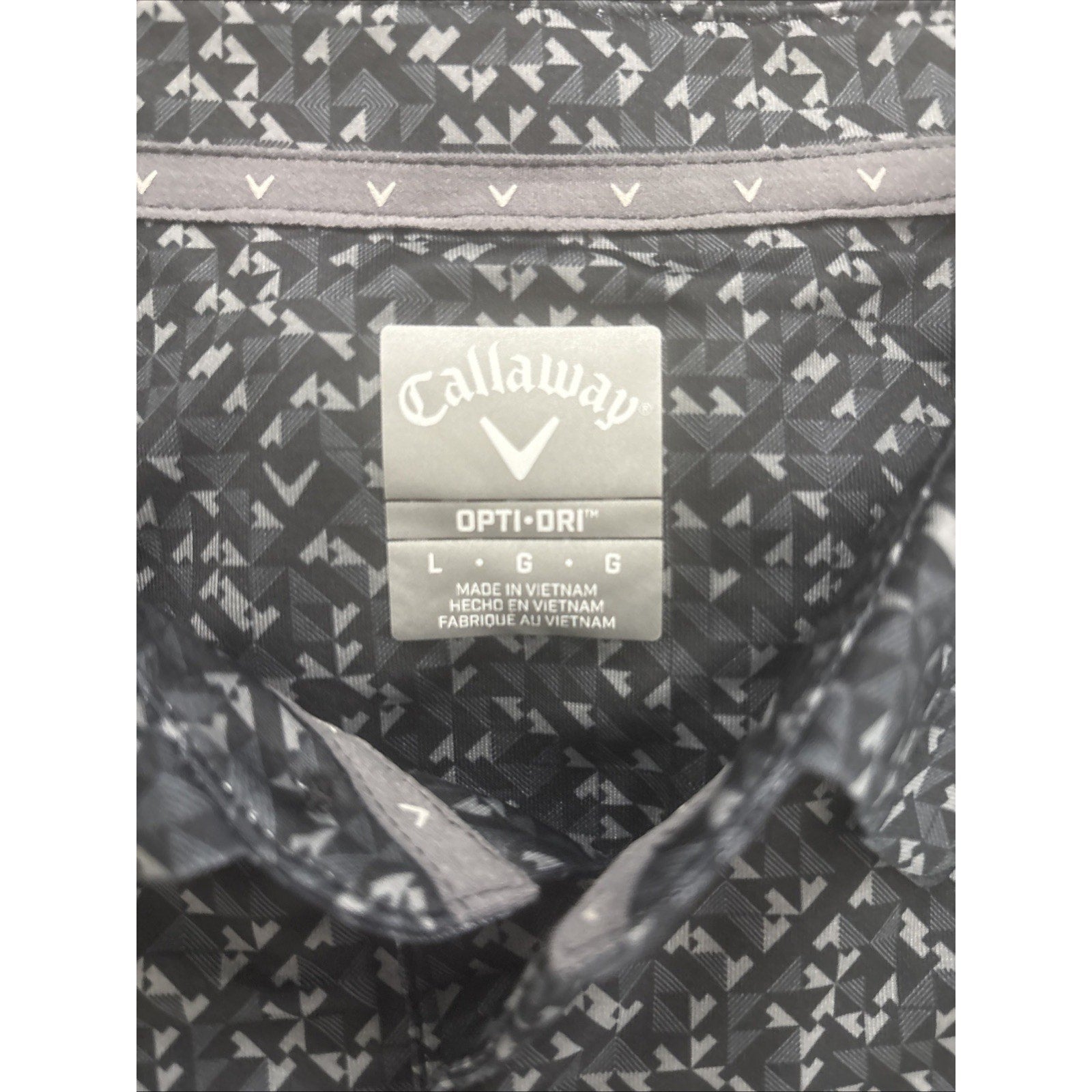 Callaway Men's Golf Polo Shirt Large Black White Geometric Pattern Opti-Dri NWT