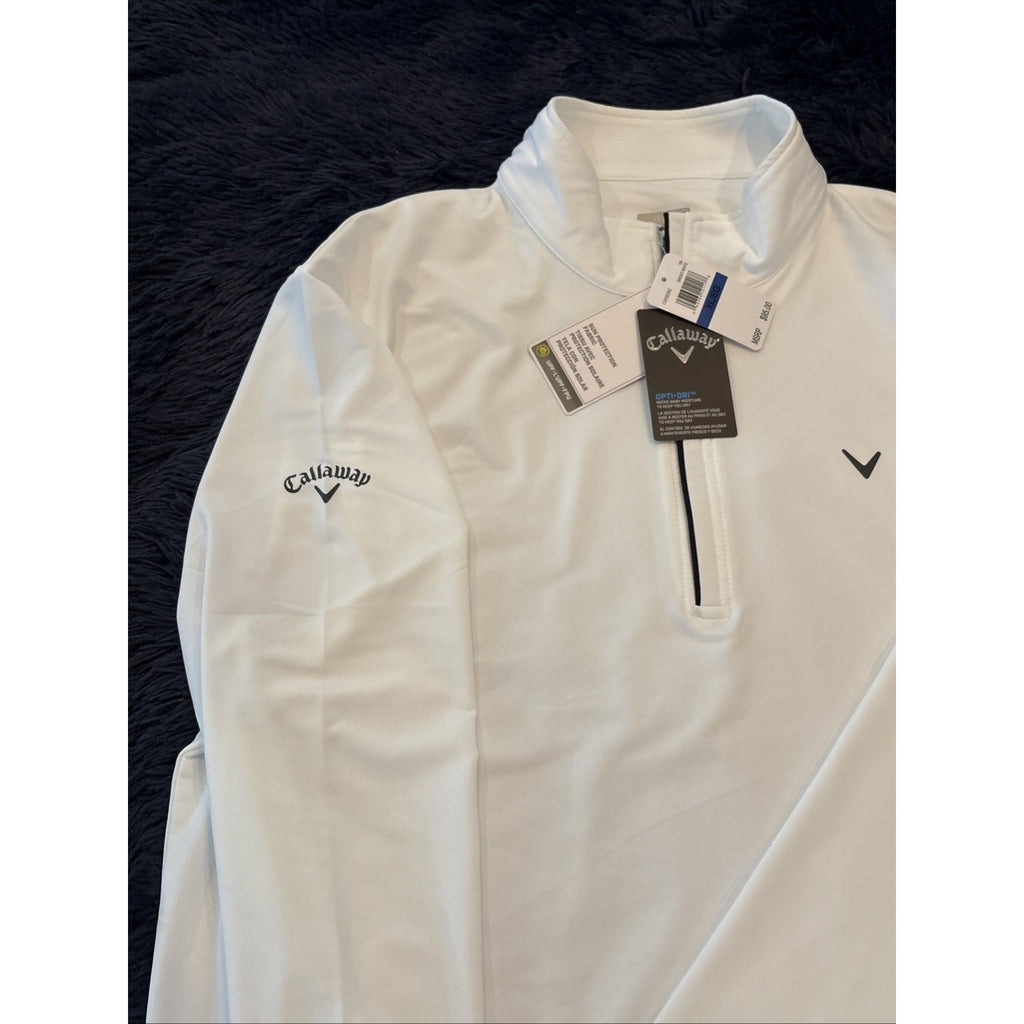 Callaway Opti Dri 1/4 Zip Pullover Men’s XL White Mock Neck Golf Jacket NWT