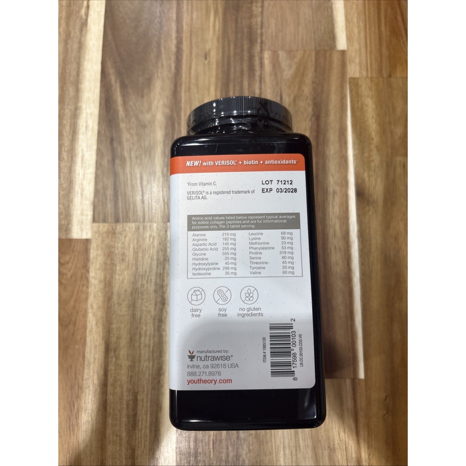 NEW Youtheory Collagen Concentrated Effect Verisol Biotin exp 11/27 345 tab.