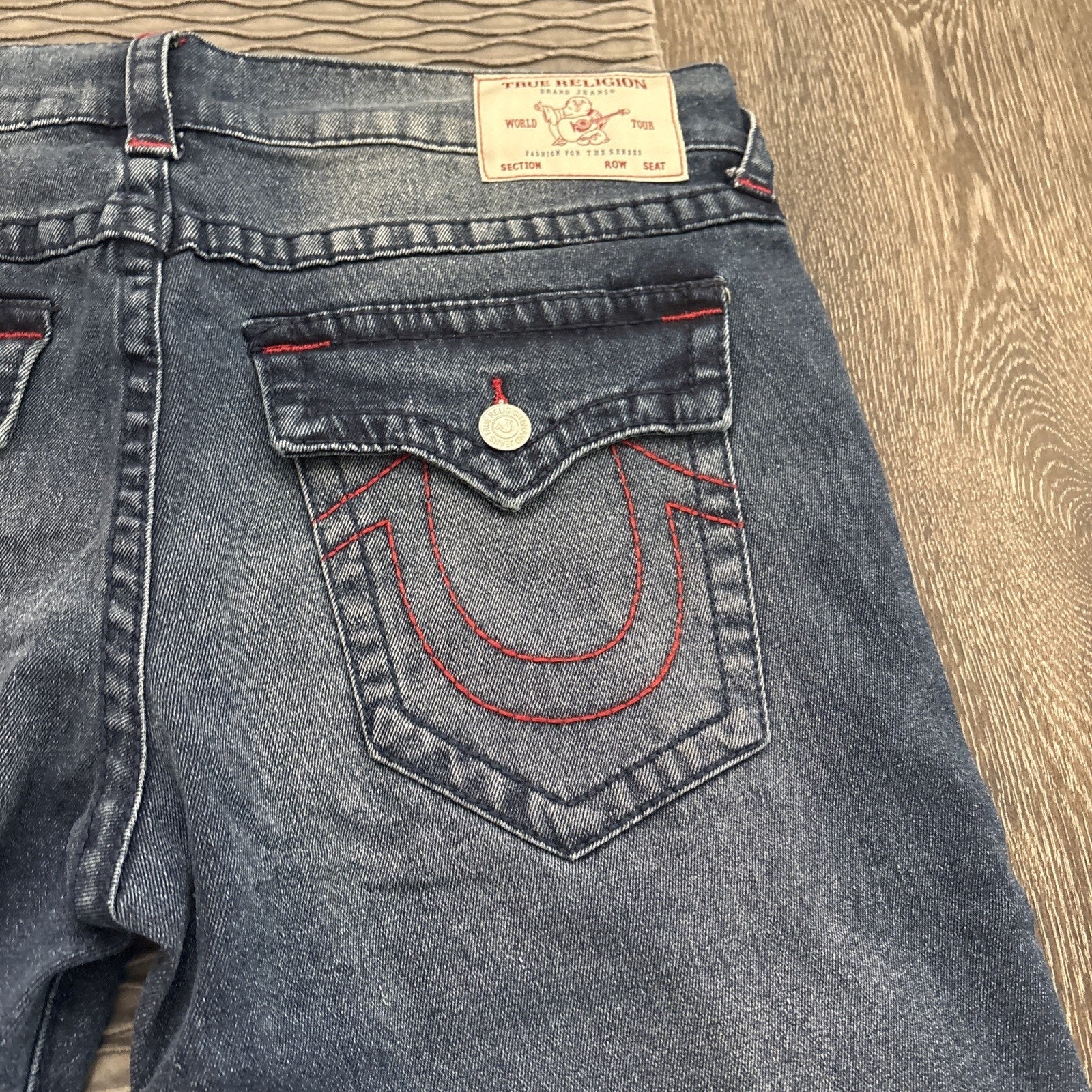 True Religion Men's Ricky Big T Flap Straight Blue Jeans (New)