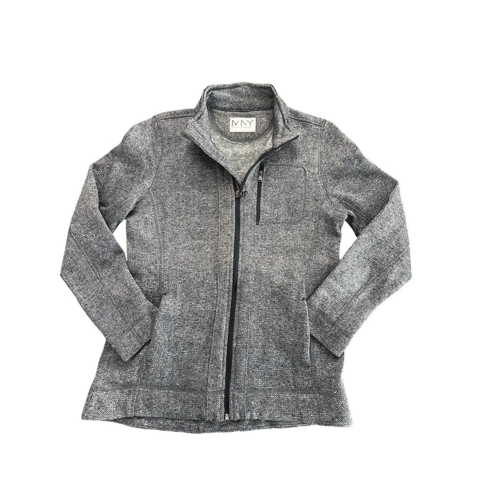 Marc New York Andrew Marc MNY Gray Herringbone Zip Mid-Length Women's Jacket M