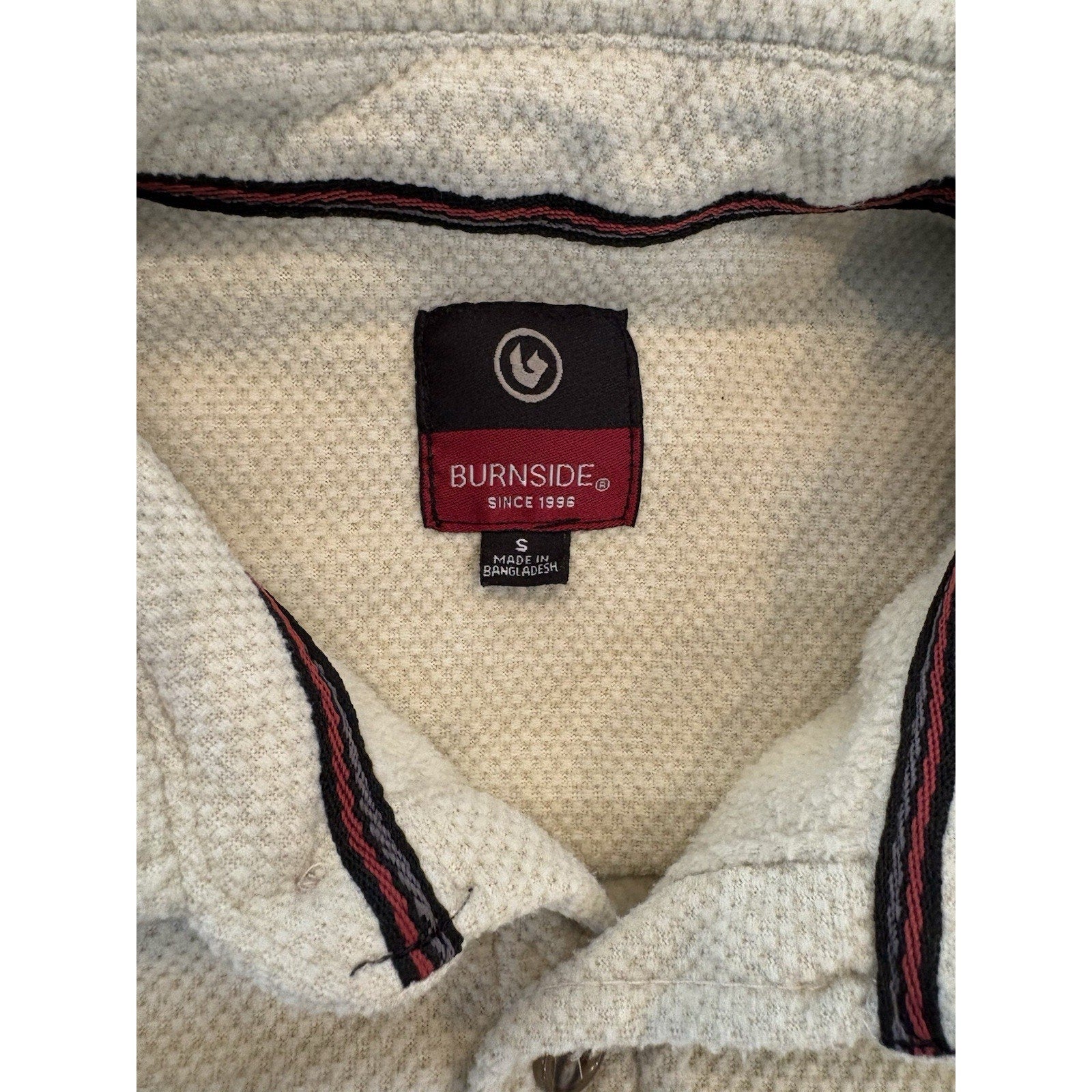Burnside Flannel Shirt Men’s Size Small Cream Button Up Pockets New Tags