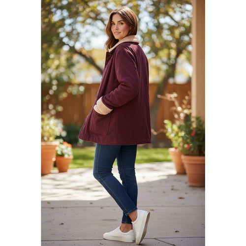 Boston Traders Burgundy Red Collared Button Mid-Length Lined Women's Jacket S