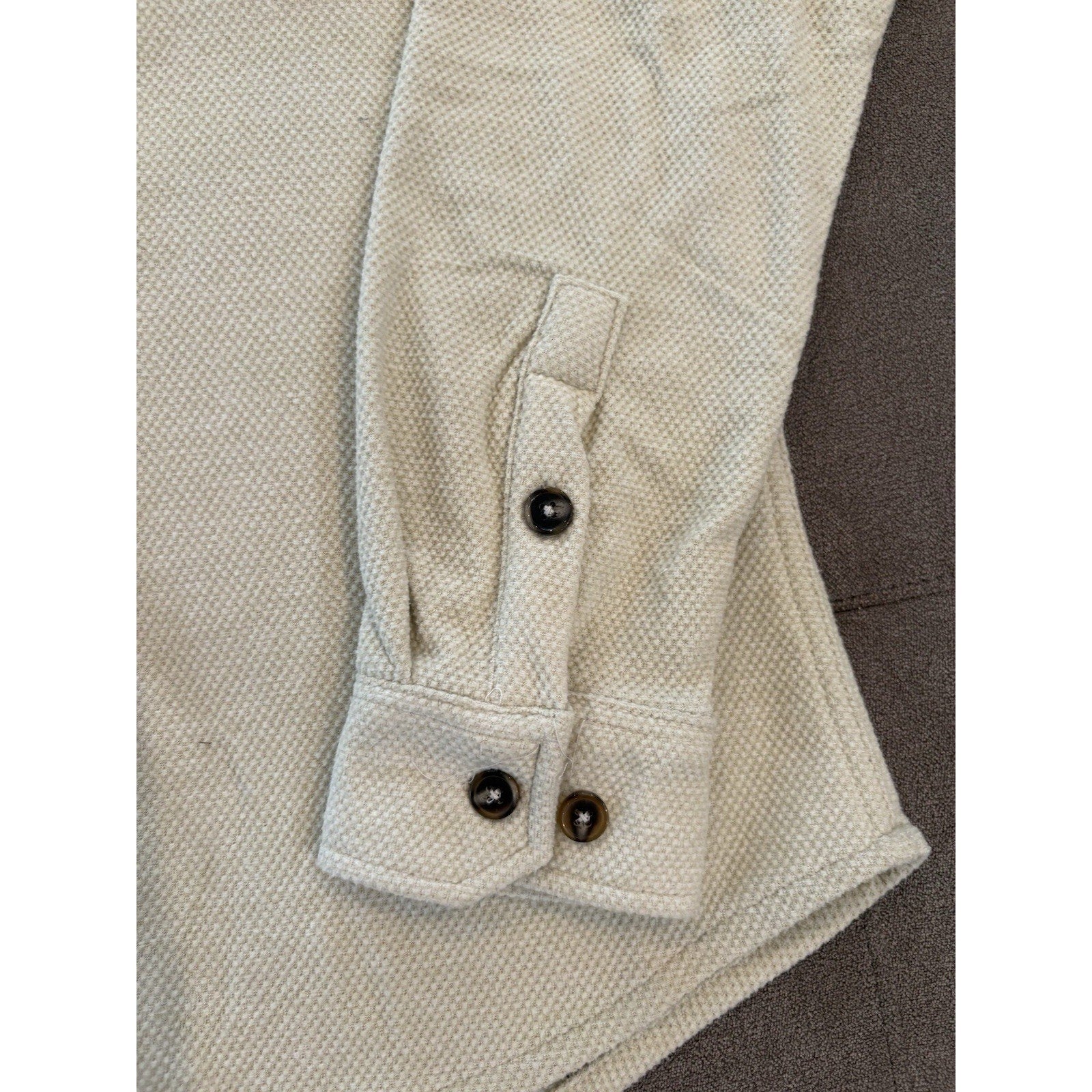 Burnside Flannel Shirt Men’s Size Small Cream Button Up Pockets New Tags