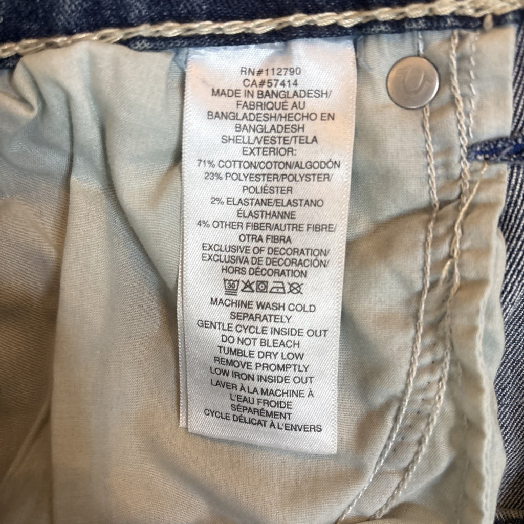 True Religion Men's Geno Big T Slim Fit Straight Blue Jeans Size 34x32 (NEW)