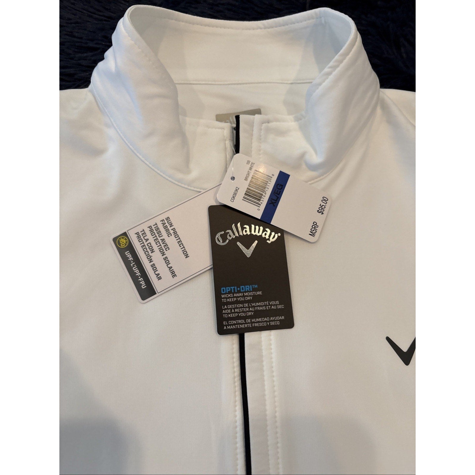 Callaway Opti Dri 1/4 Zip Pullover Men’s XL White Mock Neck Golf Jacket NWT