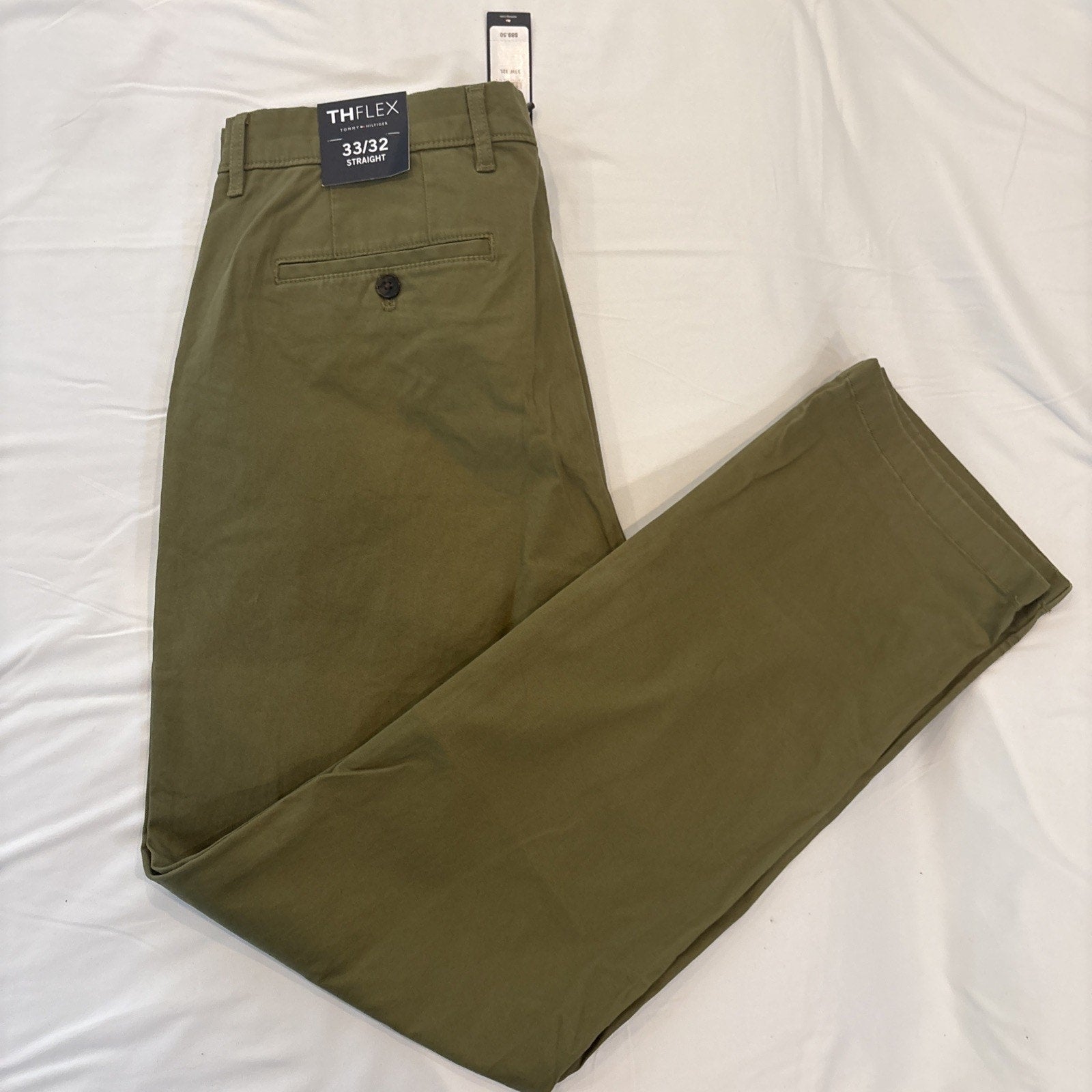 Tommy Hilfiger TH Flex Men’s Chino Pants Olive Green 33x32 Straight Fit NWT