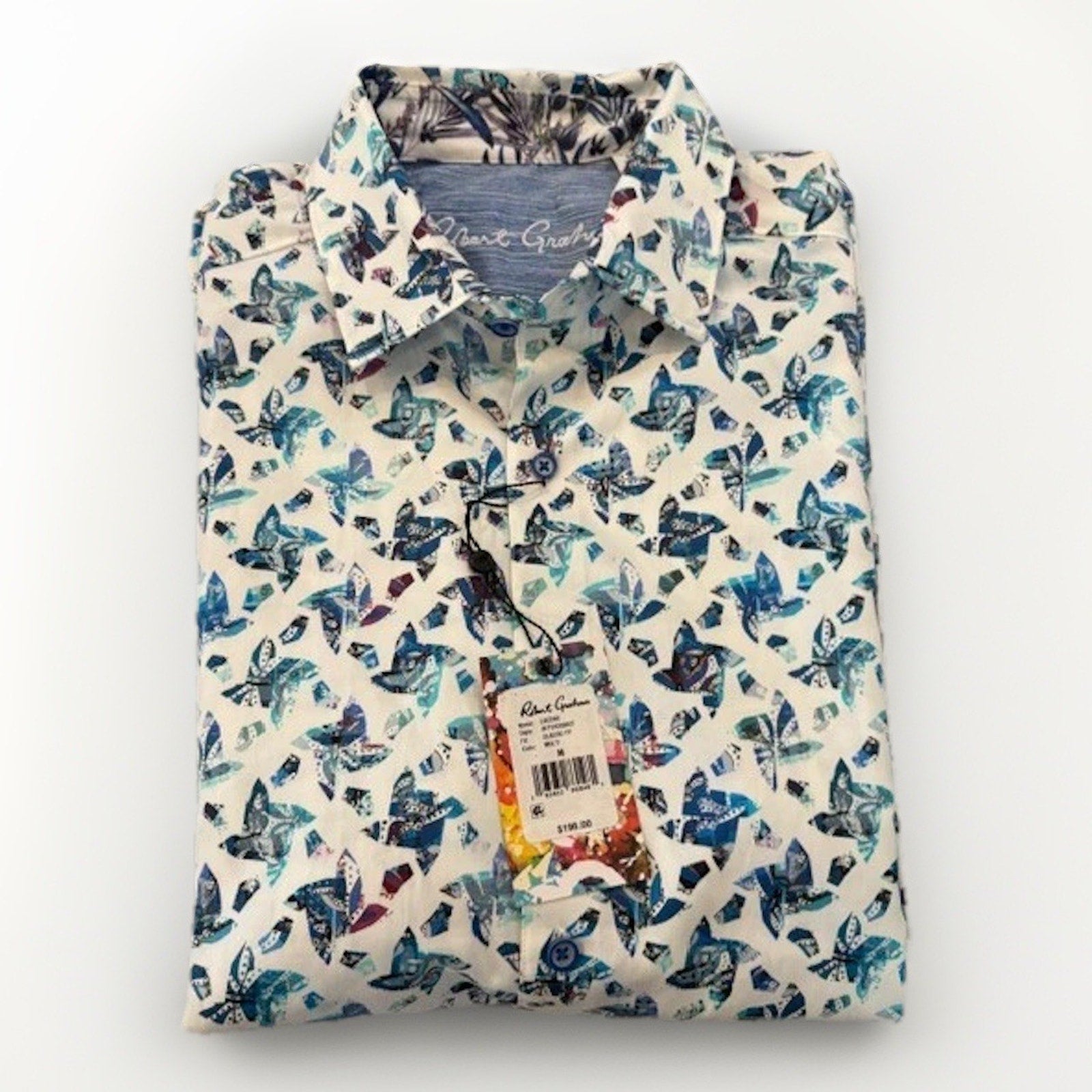 Robert Graham Men's Butterfly Print Short Sleeve Button Front Shirt NWT Size M